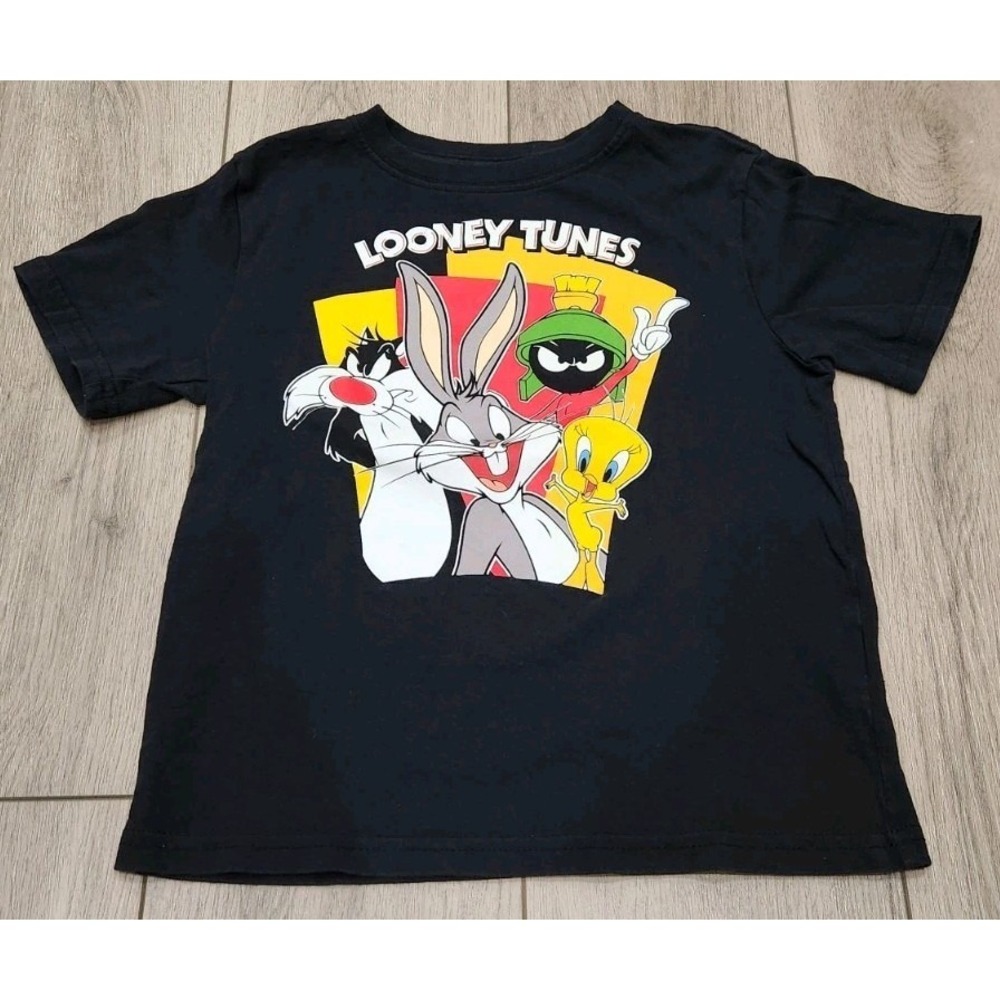 Looney Tunes Kids T‑Shirt Size 7 (Tweety, Bugs, Sylvester, Marvin) Black Graphic